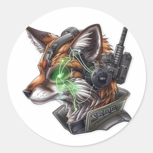 SDBD6 Tech Fox Ronde Sticker (Voorkant)