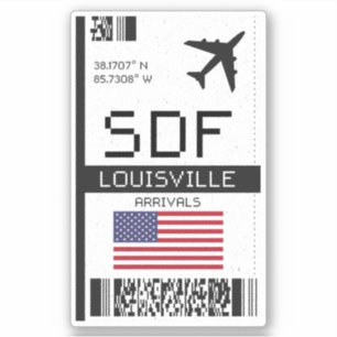 SDF Louisville, Kentucky Boarding Pass - Luchthave Sticker