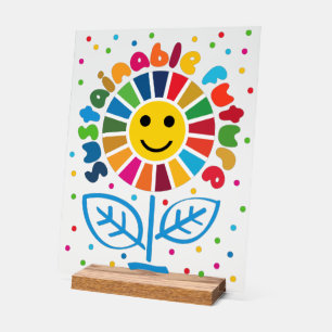SDG Executive Desk Sign - ESG Kantoor Motivator Acryl Bord