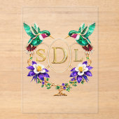 SDL Hummingbird Any Letters Custom Wedding Acryl Uitnodigingen (Voorkant)