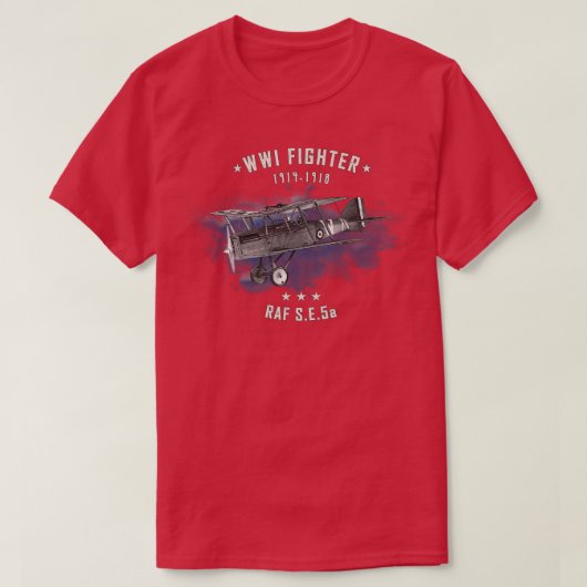 SE5a RAF WWI Fighter vliegtuig T-shirt (Design voorkant)