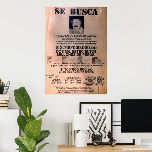 SE BUSCA ESCOBAR 1 POSTER (Thuiskantoor)