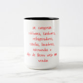 "se compran..." mug tweekleurige koffiemok (Center)