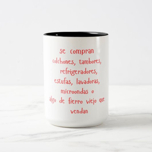 "se compran..." mug tweekleurige koffiemok (Center)