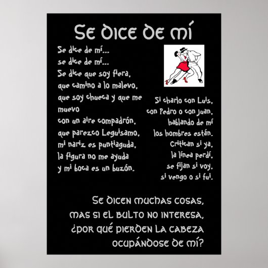 Se dice de mi Lyrics Tango Poster (Voorkant)