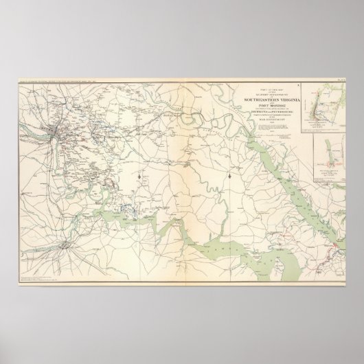 SE Virginia, Ft Monroe, benadert Richmond Poster (Voorkant)