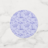 Sea animals and sailboat one line drawing pattern  confetti (Kleine voorkant)
