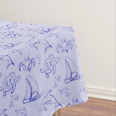 Sea animals and sailboat one line drawing pattern tafelkleed (Voorbeeld)