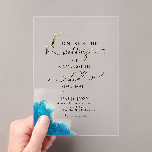 Sea Beach Wedding Invitation |Coastal Destination Acryl Uitnodigingen (Insitu (Draagbaar))