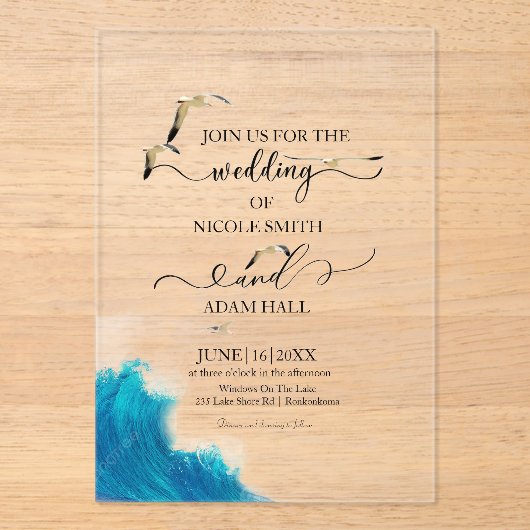  Sea Beach Wedding Invitation |Coastal Destination Acryl Uitnodigingen (Voorkant)