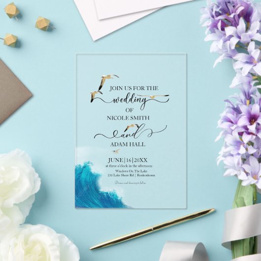  Sea Beach Wedding Invitation |Coastal Destination Acryl Uitnodigingen (Insitu (Huwelijk))