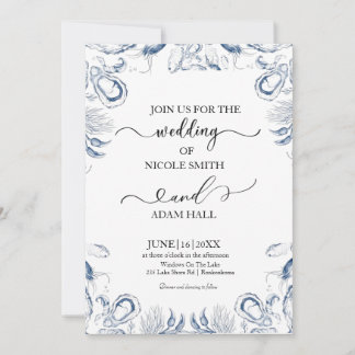 Sea Beach Wedding Invitation |Coastal Destination Kaart