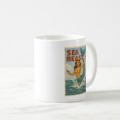 Sea Beast Retro Mermaid | Funny Coastal Beach Life Koffiemok (Voorkant rechts)