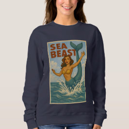 Sea Beast Retro Mermaid | Funny Coastal Beach Life Trui