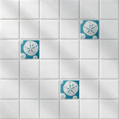 Sea Blue & White Tropical Beach Sand Dollar Accent Tegeltje