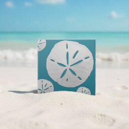 Sea Blue & White Tropical Beach Sand Dollar Accent Tegeltje