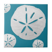 Sea Blue & White Tropical Beach Sand Dollar Accent Tegeltje (Voorkant)