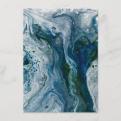 Sea Blues Alcohol Ink Paint Elegant Wedding Informatiekaartje (Achterkant)