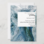 Sea Blues Alcohol Ink Paint Elegant Wedding Kaart (Voorkant)