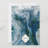 Sea Blues Alcohol Ink Paint Elegant Wedding Kaart (Achterkant)
