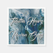 Sea Blues Alcohol Ink Paint Elegant Wedding  Servet (Voorkant)