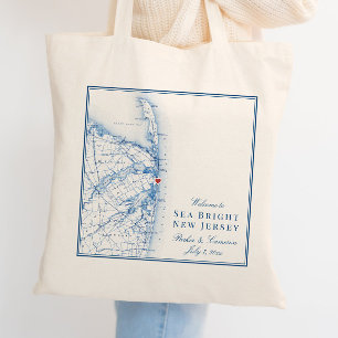 Sea Bright New Jersey Kaart Elegante Trouw Welkom Tote Bag