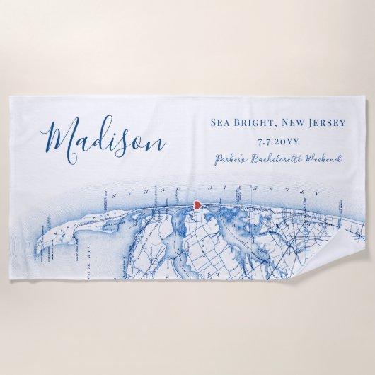 Sea Bright NJ Persoonlijk Bachelorette-weekend Strandlaken (Voorkant)