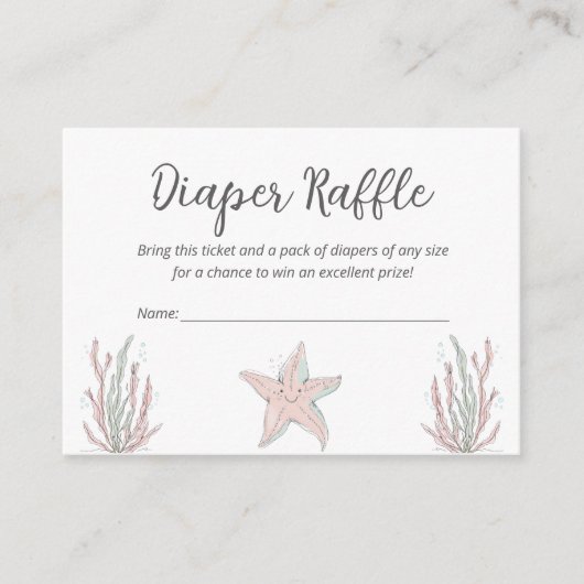 Sea Coastal Starfish Baby Shower Diaper Raffle Informatiekaartje (Voorkant)