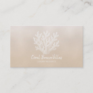 Sea Coral Silhouette | Lt Sand Pearl Business Card Visitekaartje
