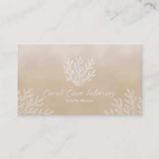 Sea Coral Silhouette | Sandy Pearl Business Card Visitekaartje