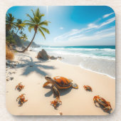 Sea  Crabs on Tropical Beach – Serene Ocea Bier Onderzetter (Voorkant)