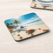 Sea  Crabs on Tropical Beach – Serene Ocea Bier Onderzetter (Linkerzijde)