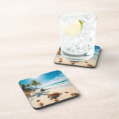 Sea  Crabs on Tropical Beach – Serene Ocea Bier Onderzetter (Rechterzijde)