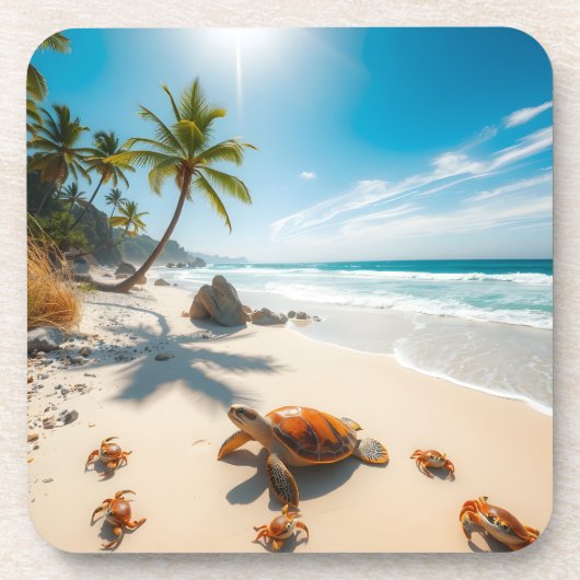 Sea  Crabs on Tropical Beach – Serene Ocea Bier Onderzetter (Voorkant)