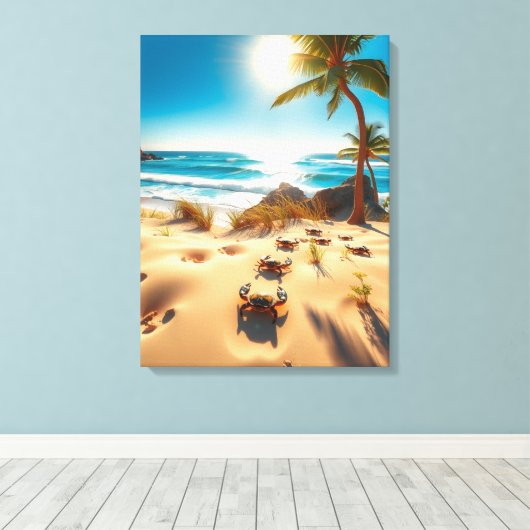 Sea  Crabs on Tropical Beach – Serene Ocea Canvas Afdruk (Insitu (Houten vloer))