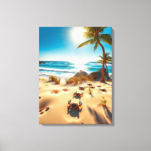 Sea Crabs on Tropical Beach – Serene Ocea Canvas Afdruk (Voorkant)