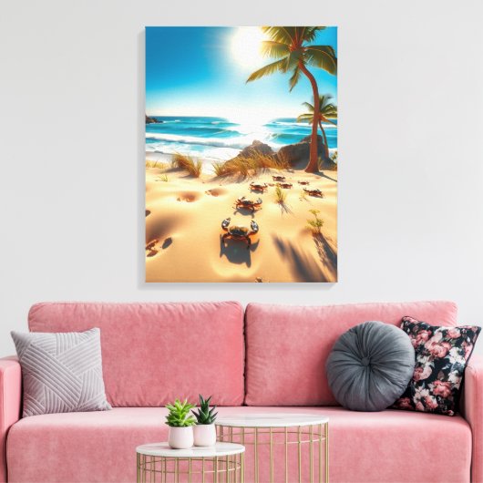 Sea  Crabs on Tropical Beach – Serene Ocea Canvas Afdruk (Insitu (Woonkamer))