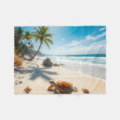 Sea  Crabs on Tropical Beach – Serene Ocea Fleece Deken (Voorkant (Horizontaal))