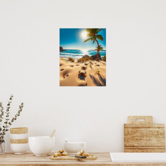 Sea  Crabs on Tropical Beach – Serene Ocea Poster (Keuken)