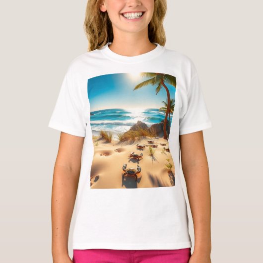 Sea  Crabs on Tropical Beach – Serene Ocea T-shirt (Voorkant)