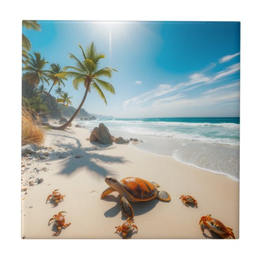 Sea  Crabs on Tropical Beach – Serene Ocea Tegeltje (Voorkant)