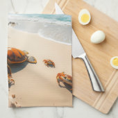 Sea  Crabs on Tropical Beach – Serene Ocea Theedoek (Quarter Fold)