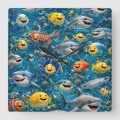 Sea creature wall clock vierkante klok (Voorkant)
