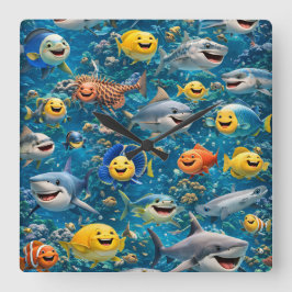 Sea creature wall clock vierkante klok