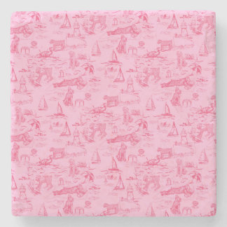 Sea Dog Toile Pink Stenen Onderzetter