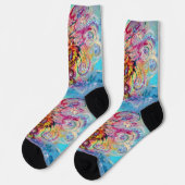 SEA DRAGON AMONG WAVES Fantasy Pink Blue Sokken (Links)