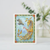 Sea Dragon-Sea Turtle Xmas postcard Feestdagenkaart (Staand voorkant)