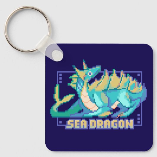 Sea dragon, zee draak pixel art sleutelhanger (Voorkant)