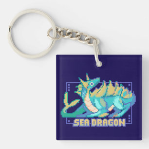 Sea dragon, zee draak pixel art sleutelhanger