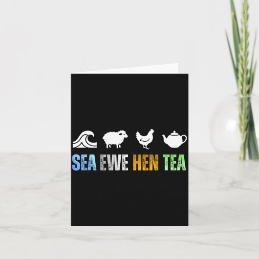 Sea Ewe Hen Tea Funny Joke  Kaart (Voorkant)